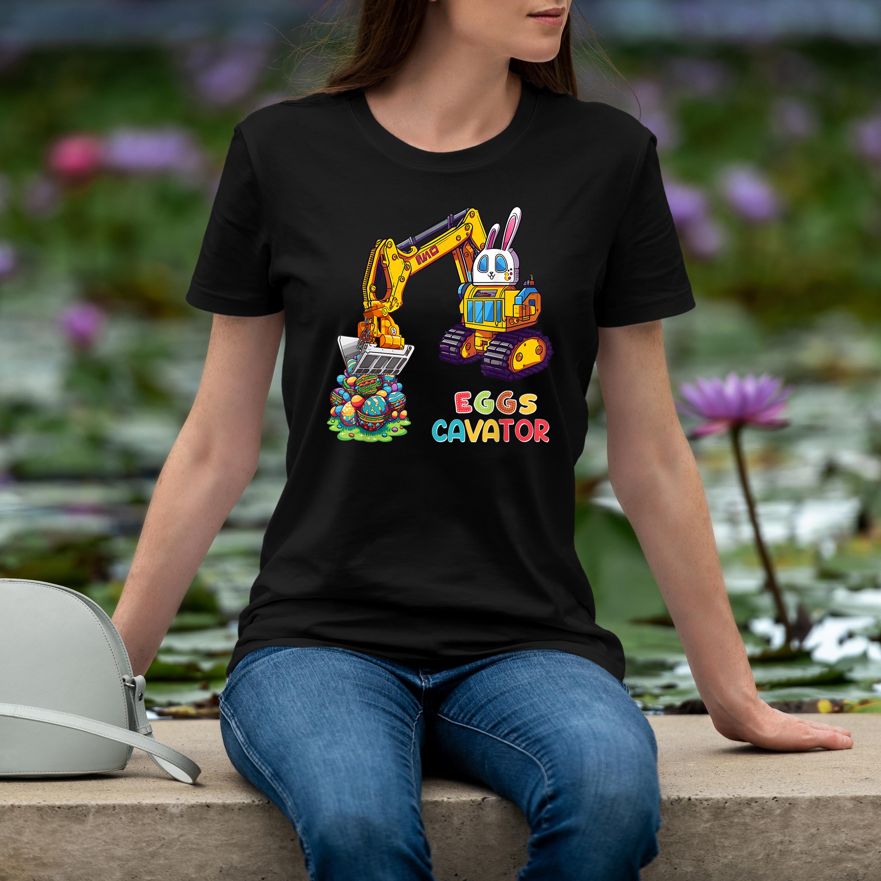 Bunny Excavator Truck Easter Egg Hunt Boys Easter Shirt 